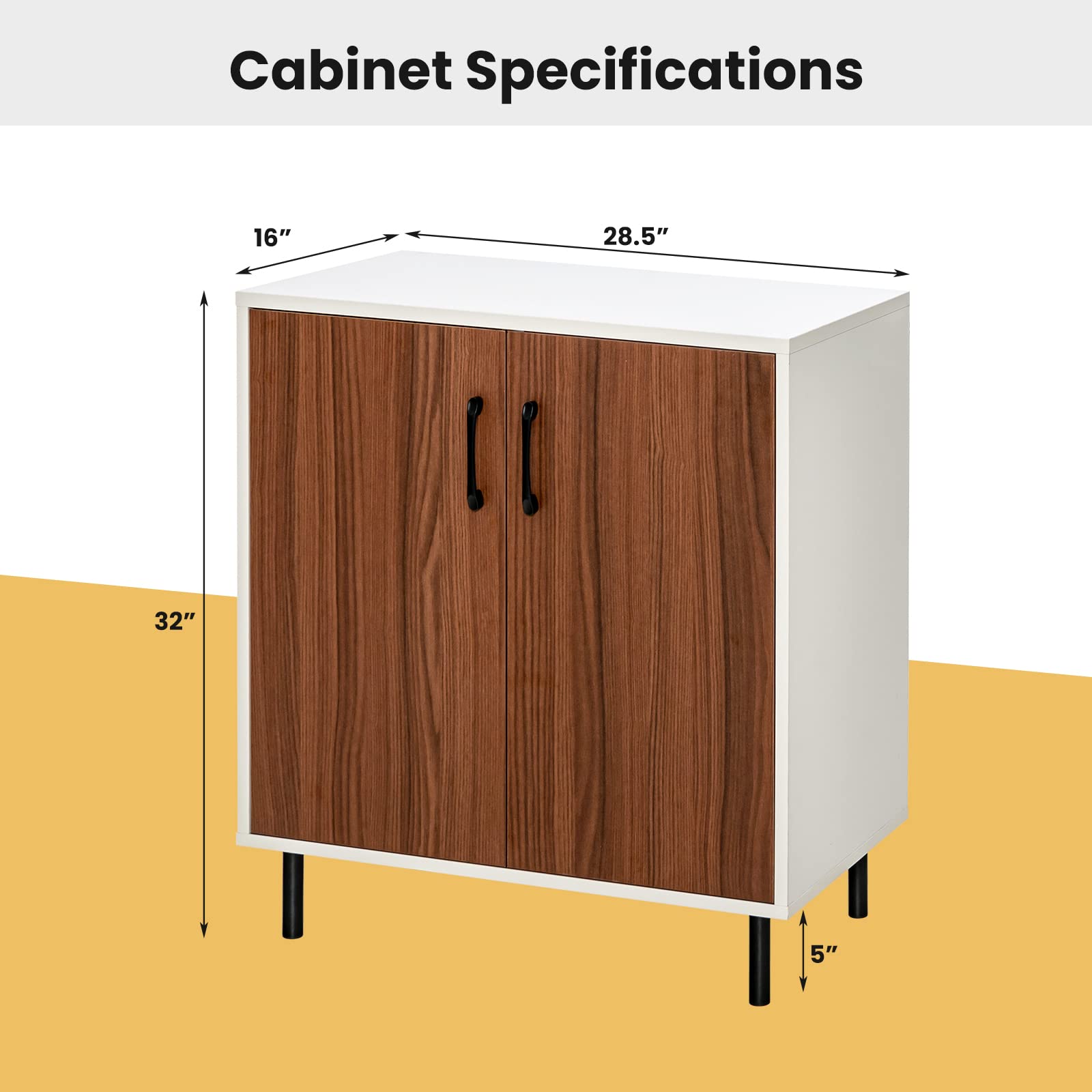Giantex Buffet Cabinet with Storage - Wood Sideboard with 2 Doors, Accent Cupboard w/ 5-Position Adjustable Shelf