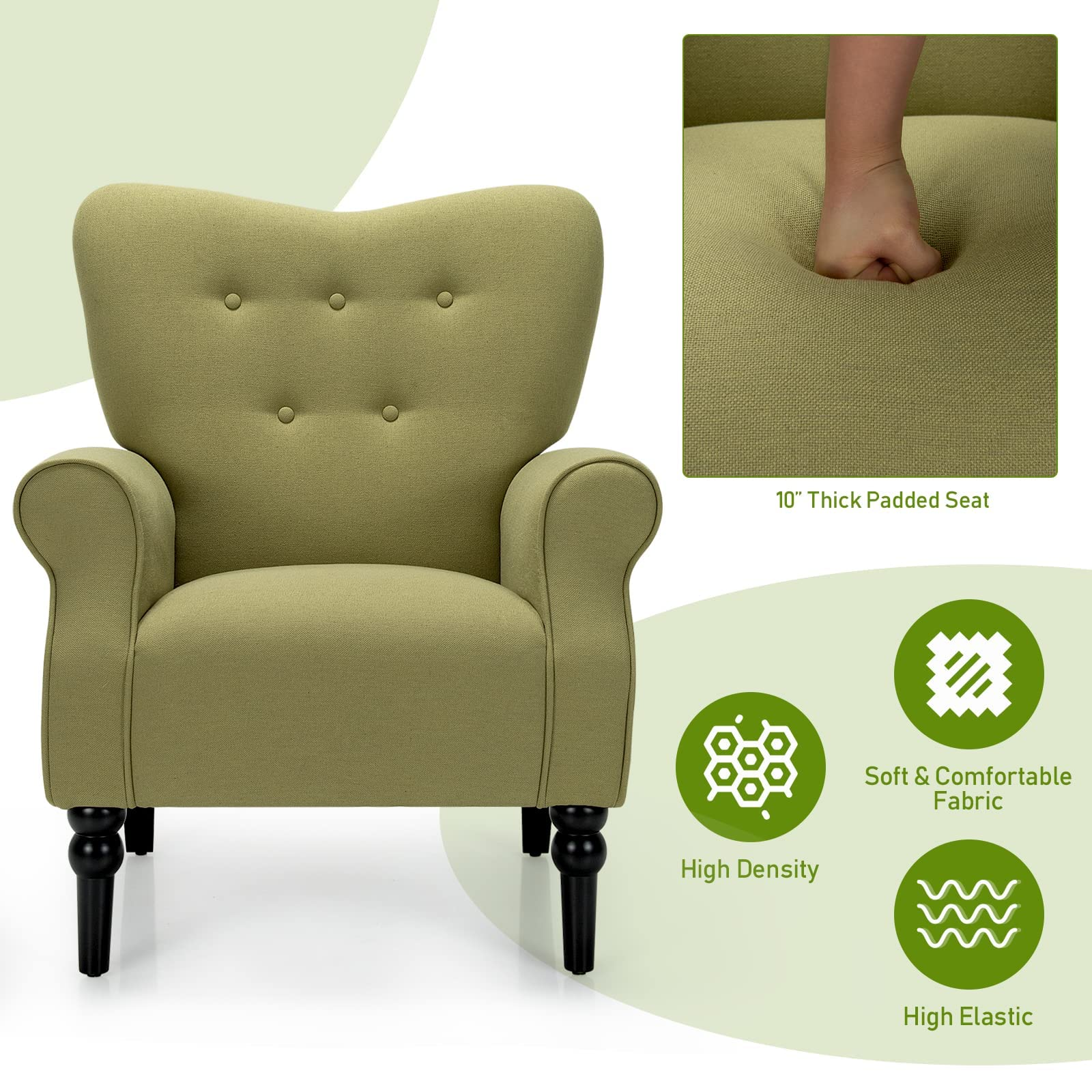 Giantex Yellow/ Avocado Green Fabric Accent Chair