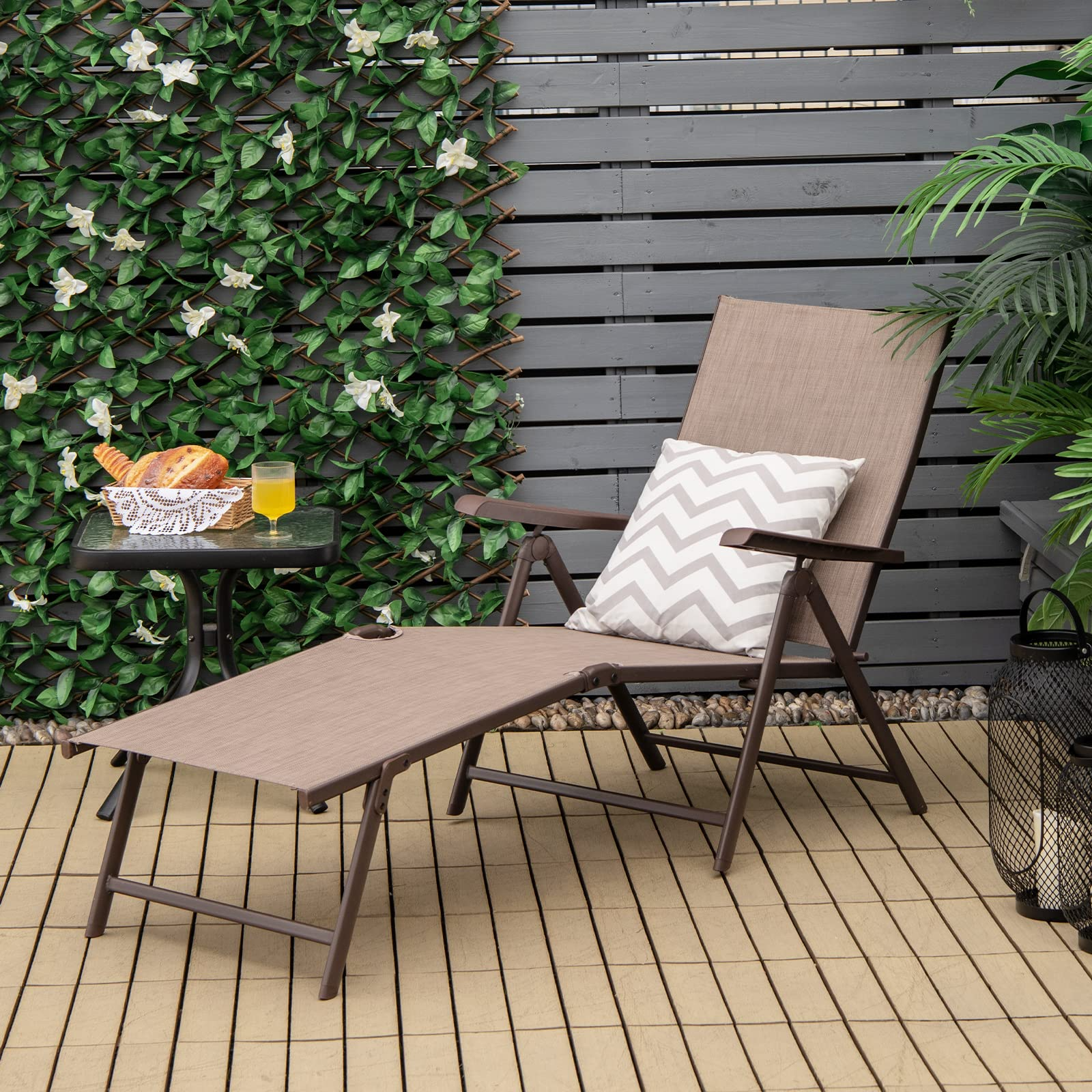 Outdoor Sunbathing Chair W/ 5-Position Backrest | Patio Lounge Chair