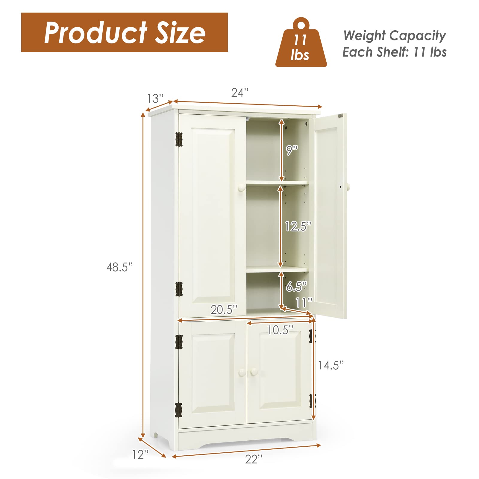 Kitchen Pantry Storage Cabinet, Wood Cupboard Organizer