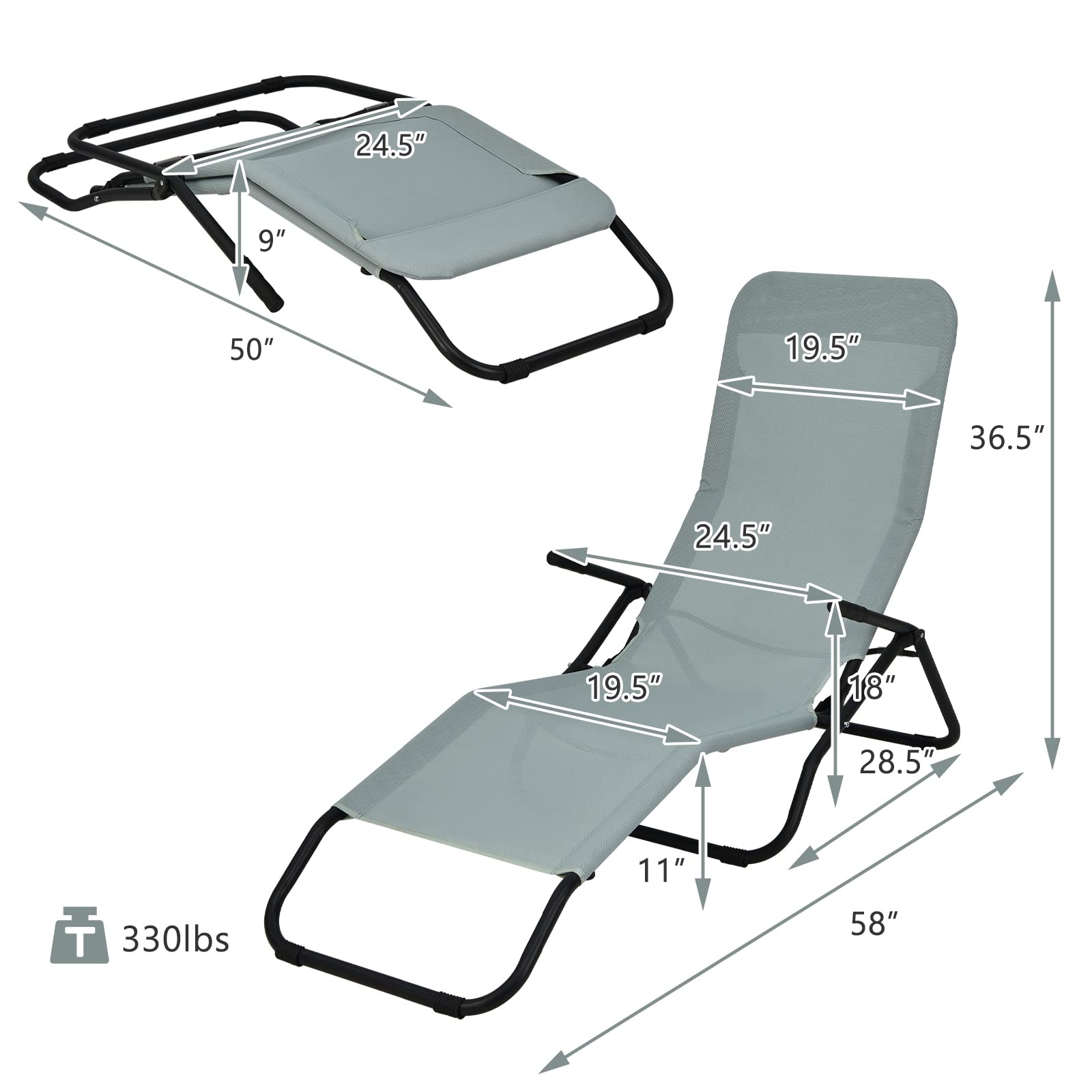Lightweight and Portable Tanning Lounger for Deck (2, Green)