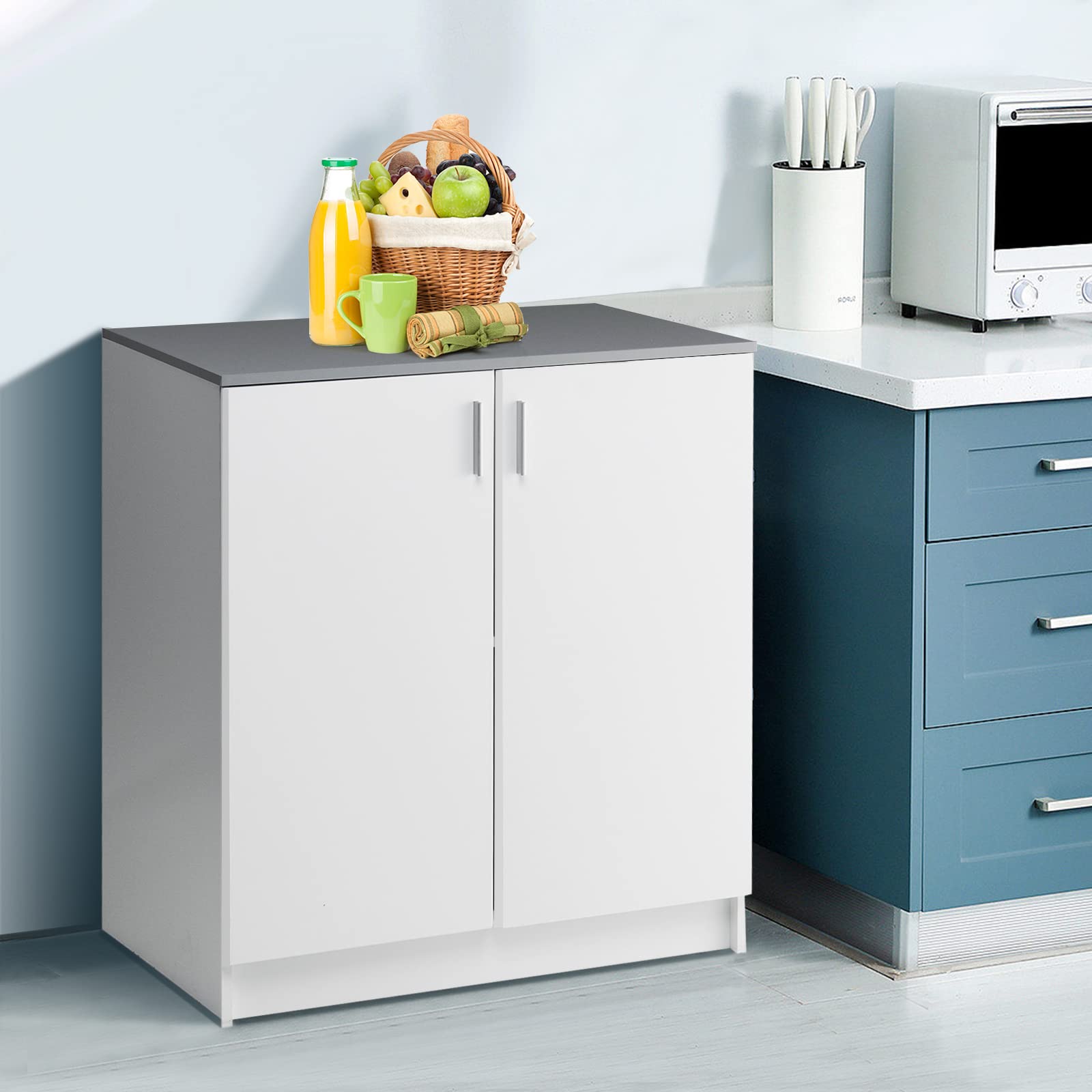 Giantex Storage Cabinet, Kitchen Pantry Storage Cabinet Base Cabinet w/2 Doors & 2-Tier Shelf