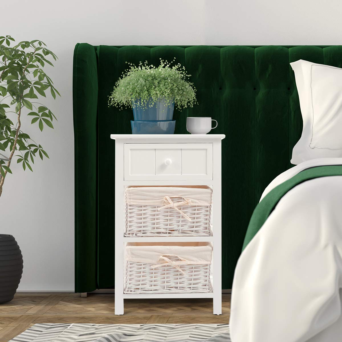 Giantex Nightstand with Drawers Wooden