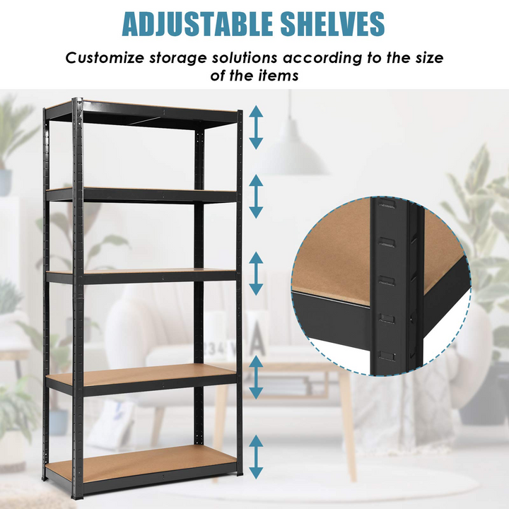 Giantex 2 Pieces Shelving Rack Storage Shelf Steel Garage Utility Rack 5-Shelf Adjustable Shelves
