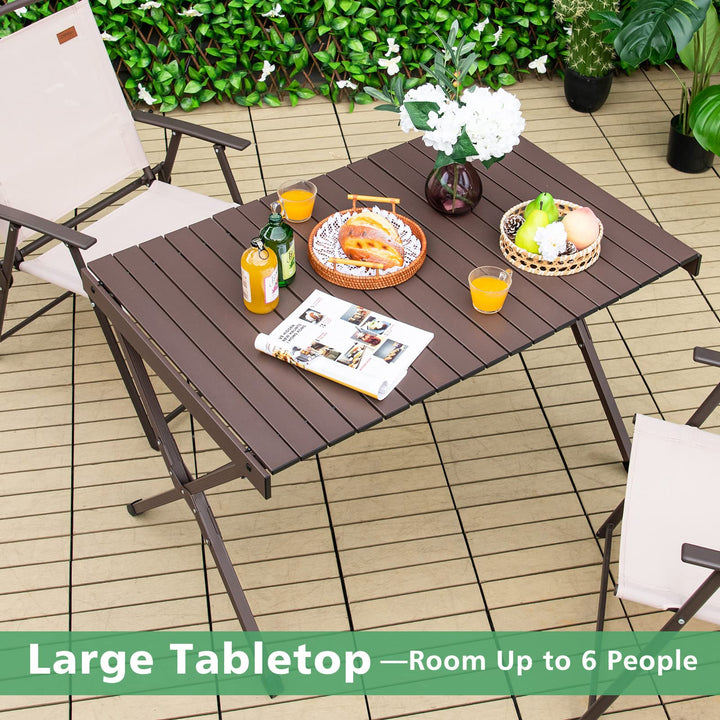 Giantex Folding Camping Table, Aluminum Picnic Table for 4-6 Person