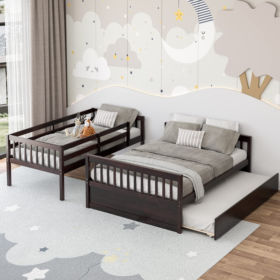 Twin Over Full Bunk Bed with Trundle - Giantex