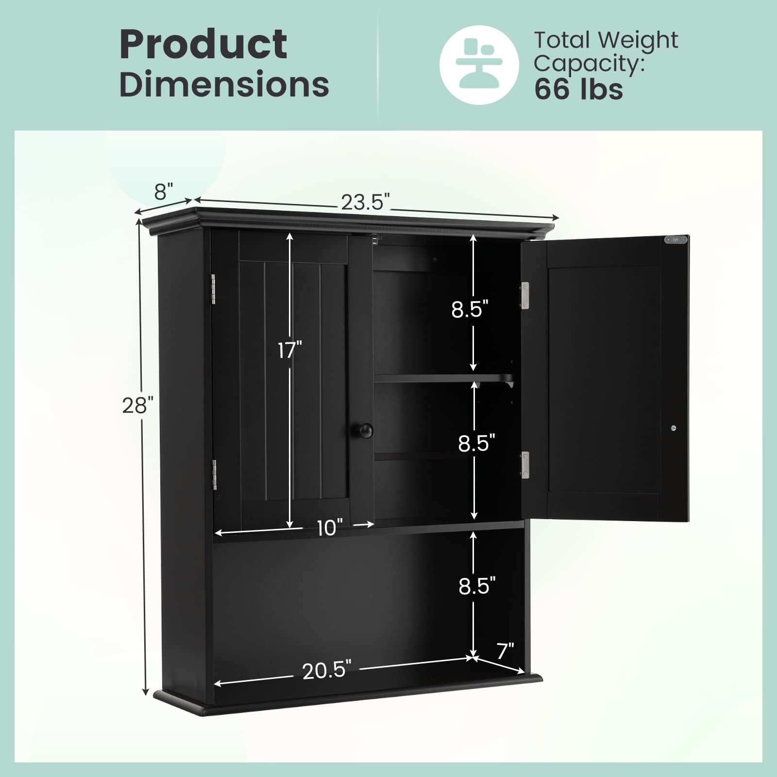 Giantex Bathroom Wall Mounted Cabinet - Storage Cabinet w/Adjustable Shelf