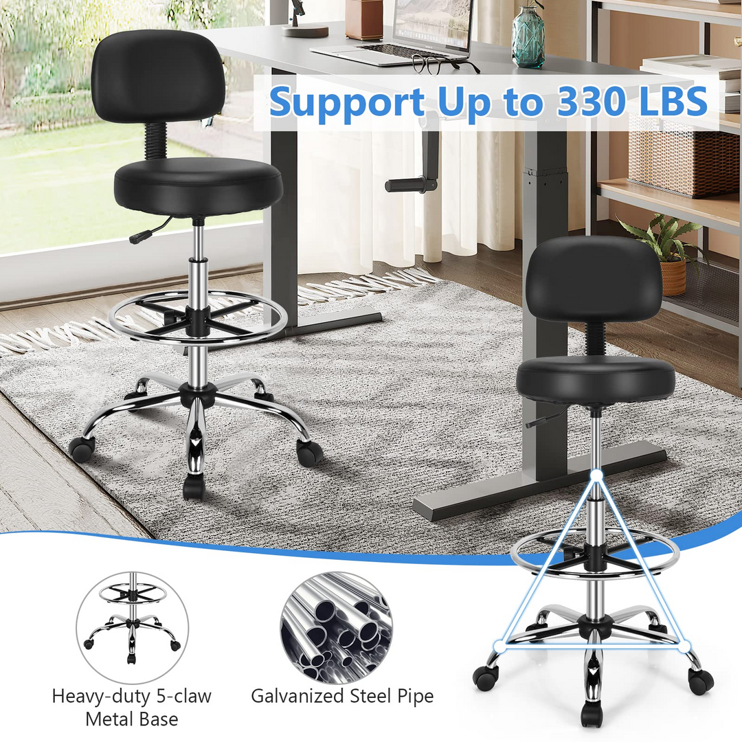 Giantex PU Leather Drafting Chair, Tall Office Chair