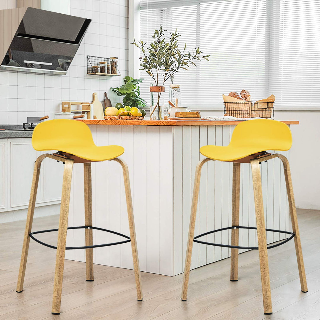 Giantex 30-Inch Modern Minimalist Bar Chairs with Footrest, Low Backrest and Metal Legs, Nordic Style High Stools