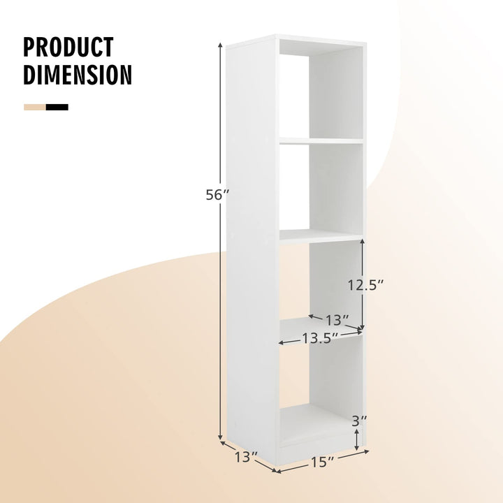 Giantex 56” Tall Bookcase, 4-Cube Bookshelf with 4 Anti-Tipping Kits