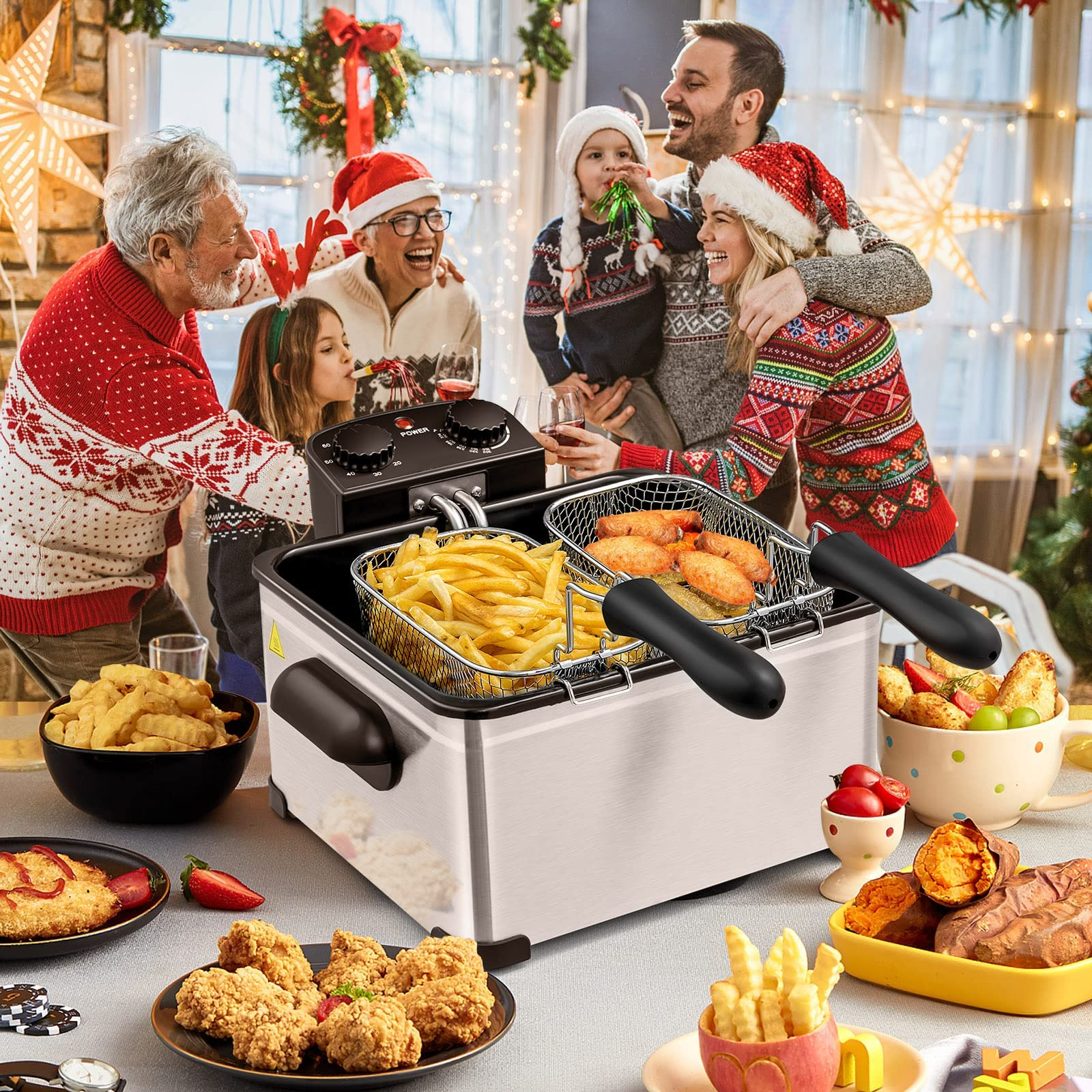 1700W Electric Deep Fryer with 3 Baskets - Giantex