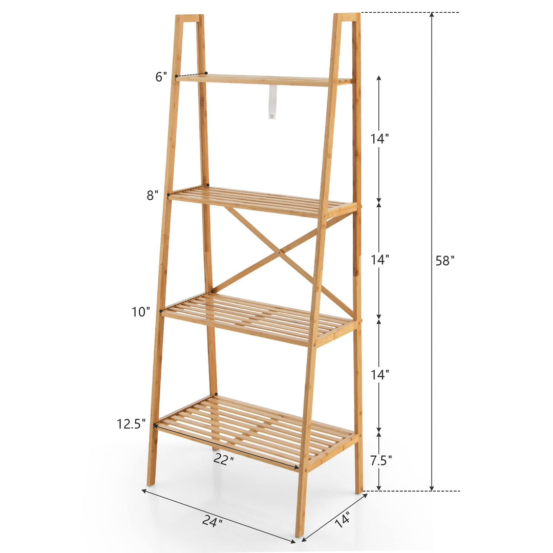 Giantex 4-Tier Bamboo Bookshelf, Multifunctional Storage Display Rack Shelves with Anti-Tipping Device