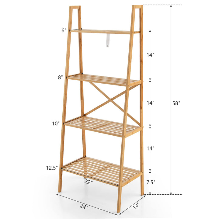 Giantex 4-Tier Bamboo Bookshelf, Multifunctional Storage Display Rack Shelves with Anti-Tipping Device