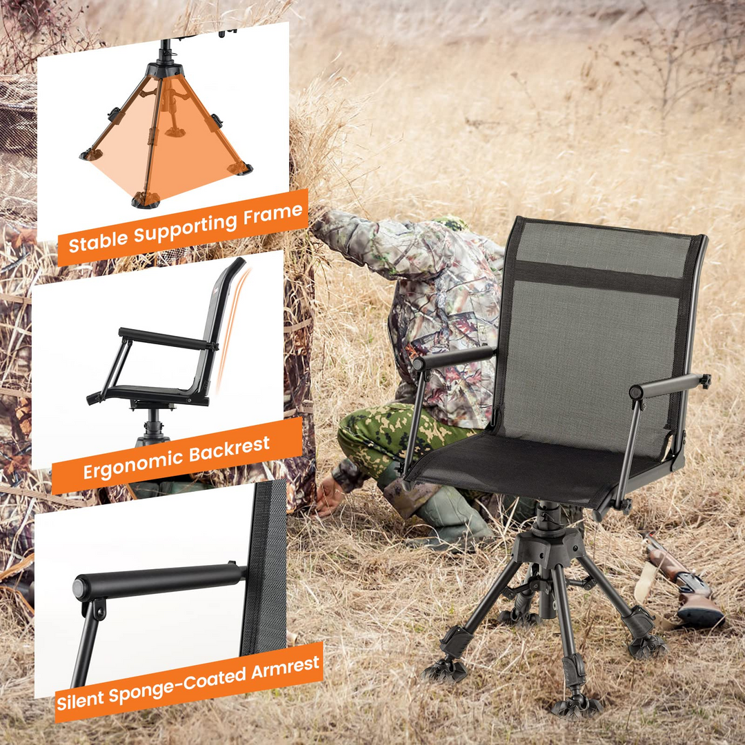 Giantex Swivel Hunting Blind Chair - Foldable 360° Hunter Chair with Oversized Duck Feet