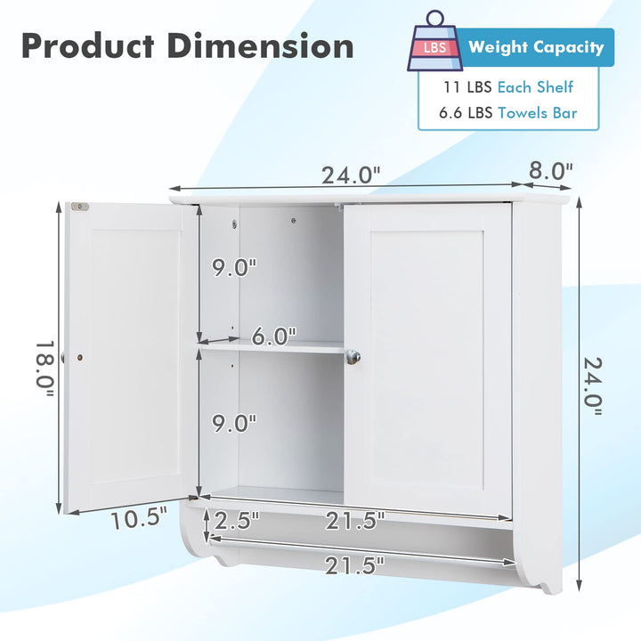 Bathroom Cabinet Wall Mounted - Over The Toilet Medicine Cabinet with Double Doors - Giantex