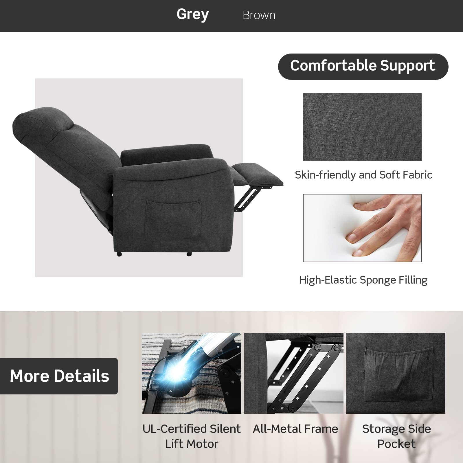 Giantex Power Lift Recliner Chair for Elderly, Ergonomic Lounge Chair