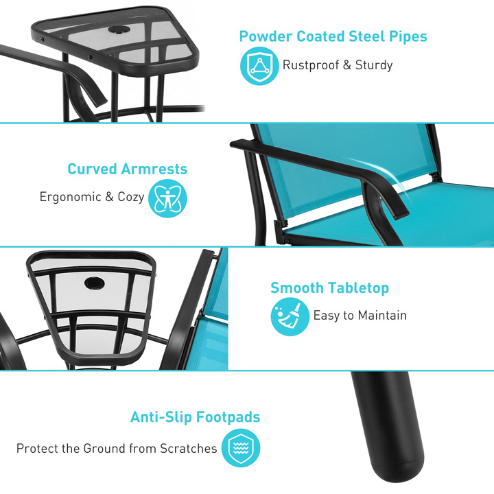 Giantex Outdoor Glider Chairs with Table & Umbrella Hole