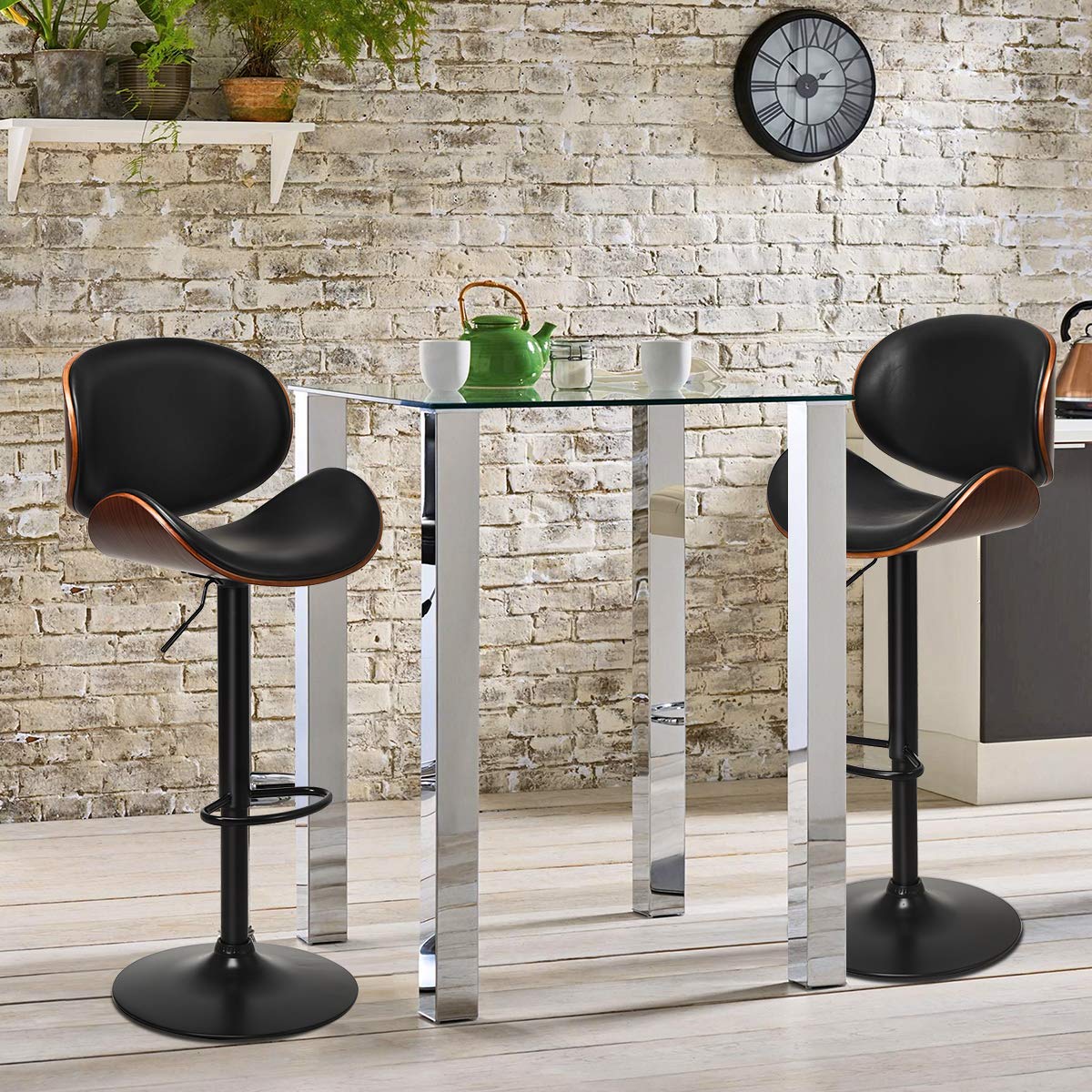Giantex Bar Stools Set of 2, Adjustable Swivel Barstools with Back
