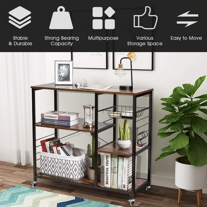 Giantex Industrial Kitchen Baker's Rack with Lockable Universal Wheel