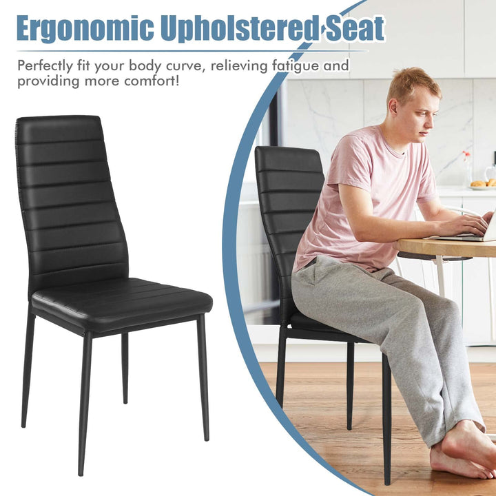 Giantex Set of 4 Dining Chairs, Upholstered Dining Side Chairs with Stain-Proof PVC Leather