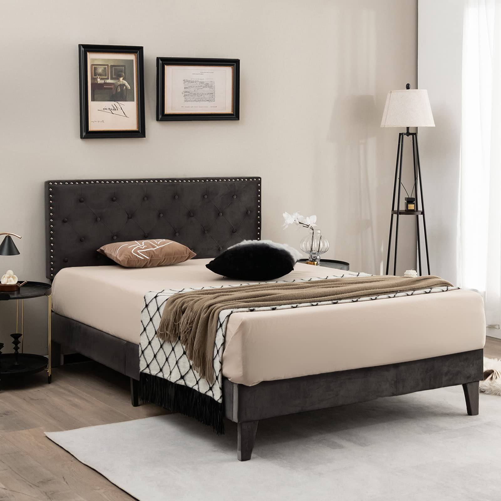 Giantex Upholstered Full Size Bed Frame