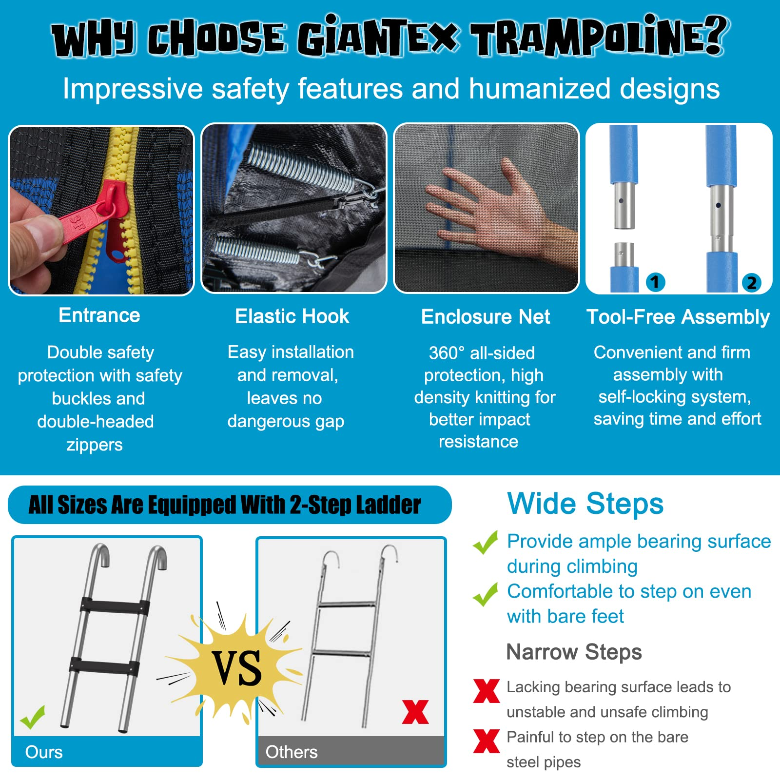 12/14/15/16FT Outdoor Recreational Trampoline for Adults Kids - Giantex