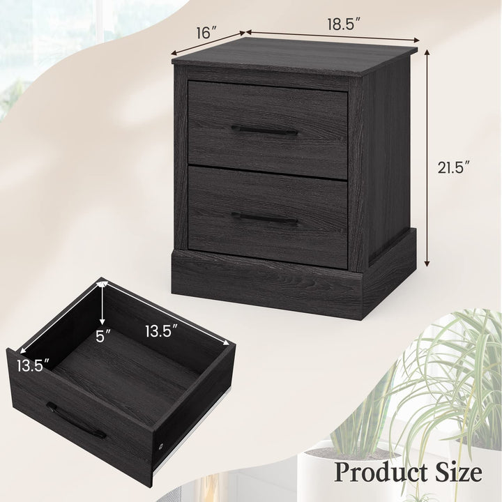 Giantex Farmhouse Nightstand Set of 2, Wood Bedside Table with 2 Storage Drawers