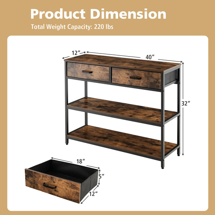 Giantex 3-Tier Entryway Table with Storage - Sofa Side Table