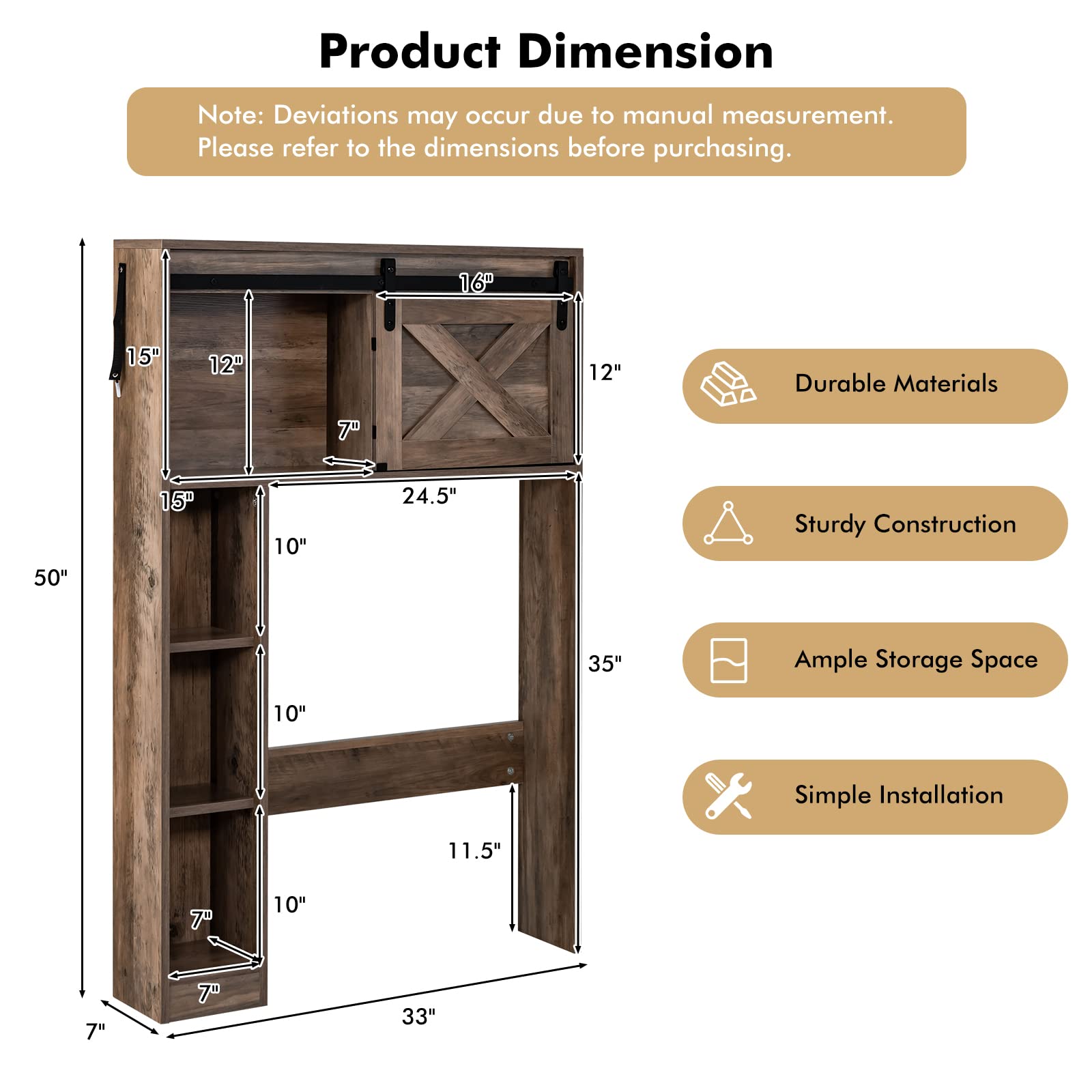 Over The Toilet Storage Cabinet - Giantex