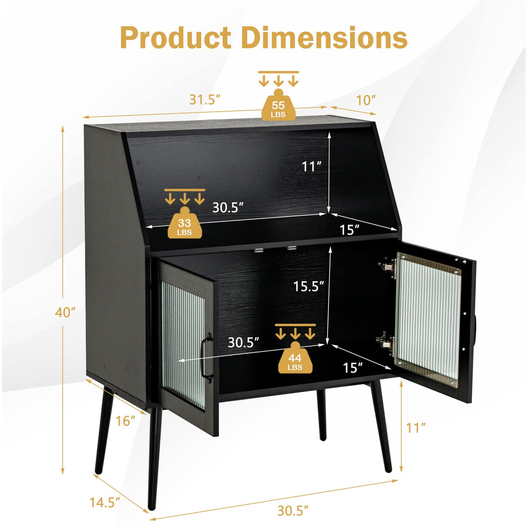 Giantex Buffet Cabinet with Storage, Farmhouse Sideboard with Open Shelves & Tempered Glass Door