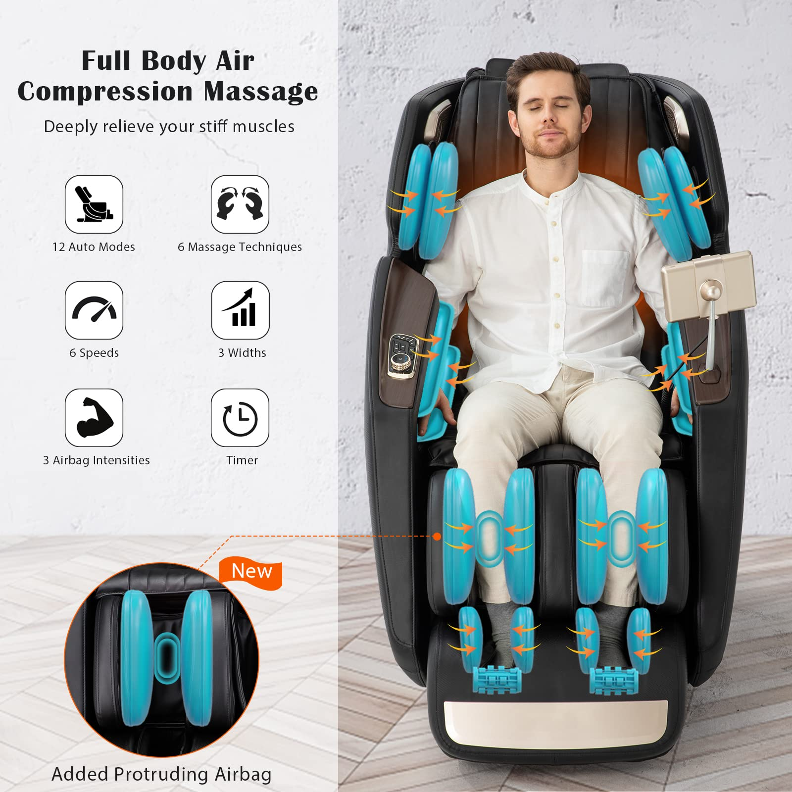 Giantex 3D Full Body Massage Chair, Zero-Gravity Massage Recliner Chair w/ 7'' Touch Screen & SL Track