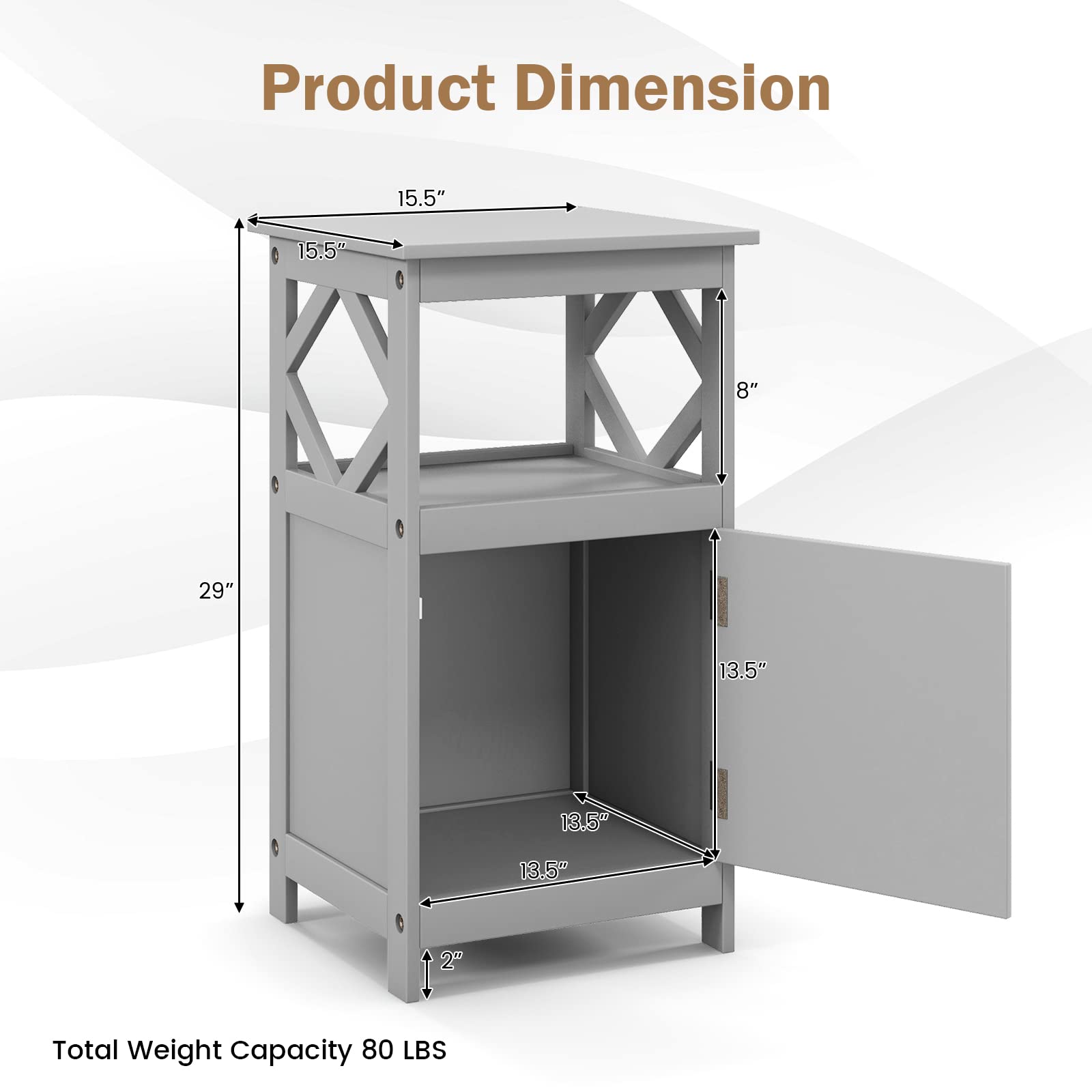 Giantex Bathroom Floor Storage Cabinet - Versatile Small Towel Cabinet with Door and Shelf