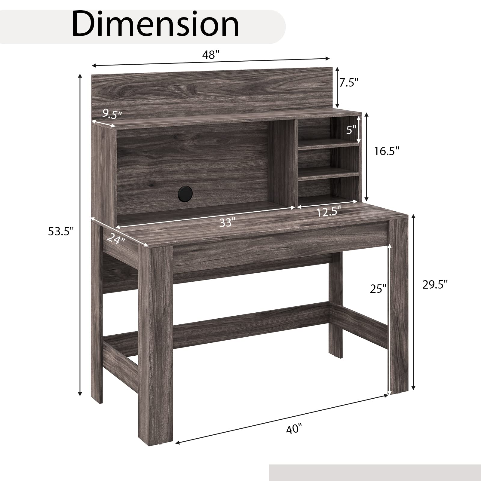 Giantex Computer Desk with Bookshelf