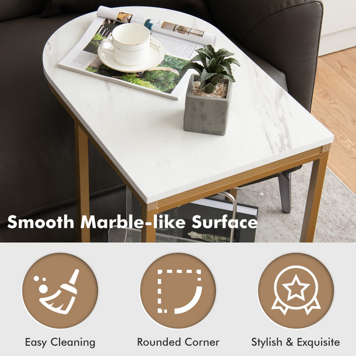 Giantex Side Table, 2-Tier C-Shaped End Table