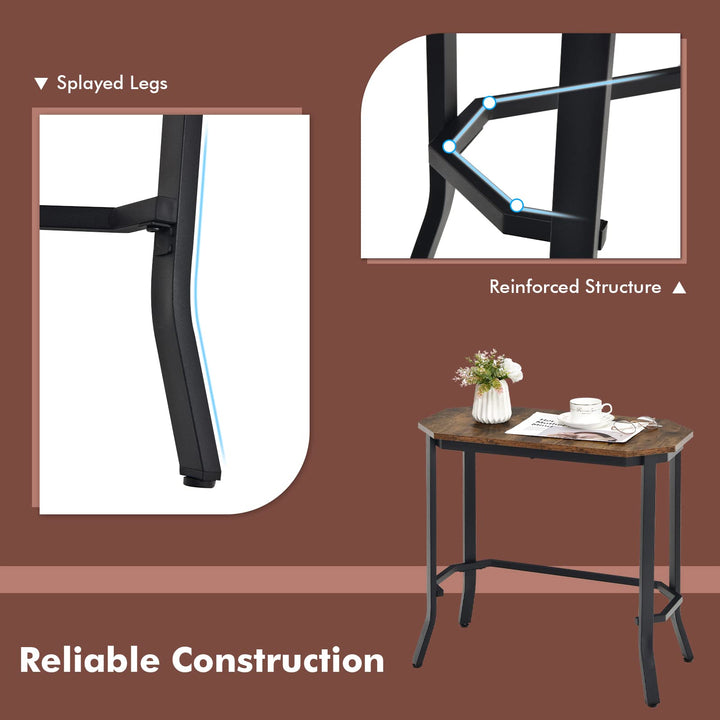 Giantex Narrow End Table w/Rustic Wood Grain & Stable Steel Frame, 25.5"x12.5"x24.5" Rustic Brown