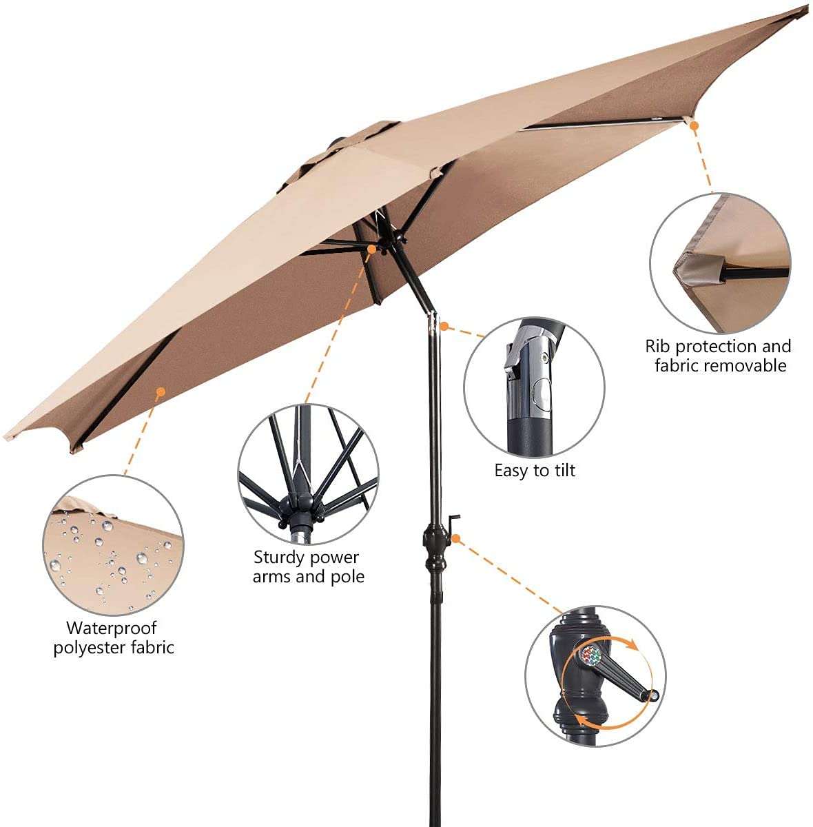 Giantex Patio Umbrella with Base Stand, 10ft Market Umbrella with 59 LBS Heavy-Duty Round Umbrella Stand