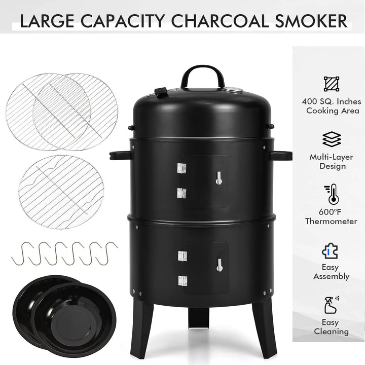 Giantex 3-in-1 Outdoor Smoker Grill with Smoker Combo