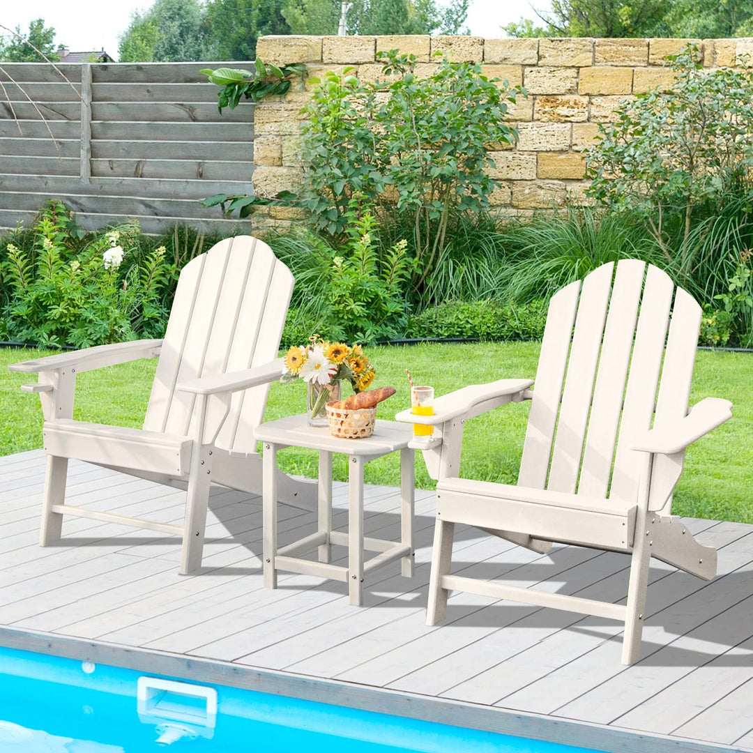 Folding Adirondack Chair with Side Table, Outdoor Adirondack Chair w/Cup Holder