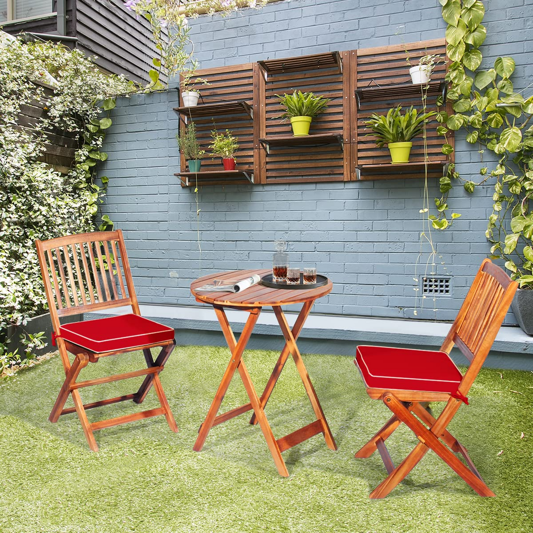 Giantex 3Pcs Patio Bistro Set, Wood Folding Table Set