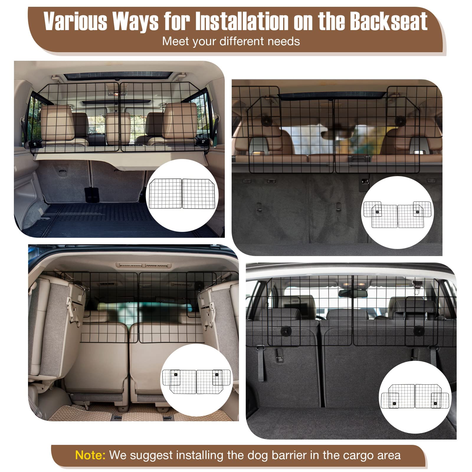 Giantex Dog Car Barrier, Adjustable Pet Barrier for SUV Cars Trucks Vehicles Back Seat Universal-Fit
