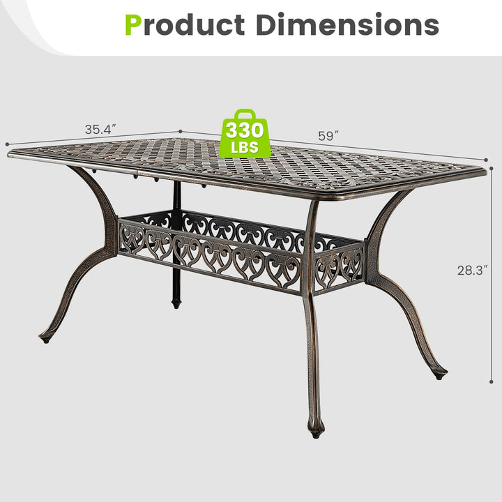 Giantex Patio Dining Table, Cast Aluminum Outdoor Table for 6 or 8 Persons, Heavy-Duty Structure