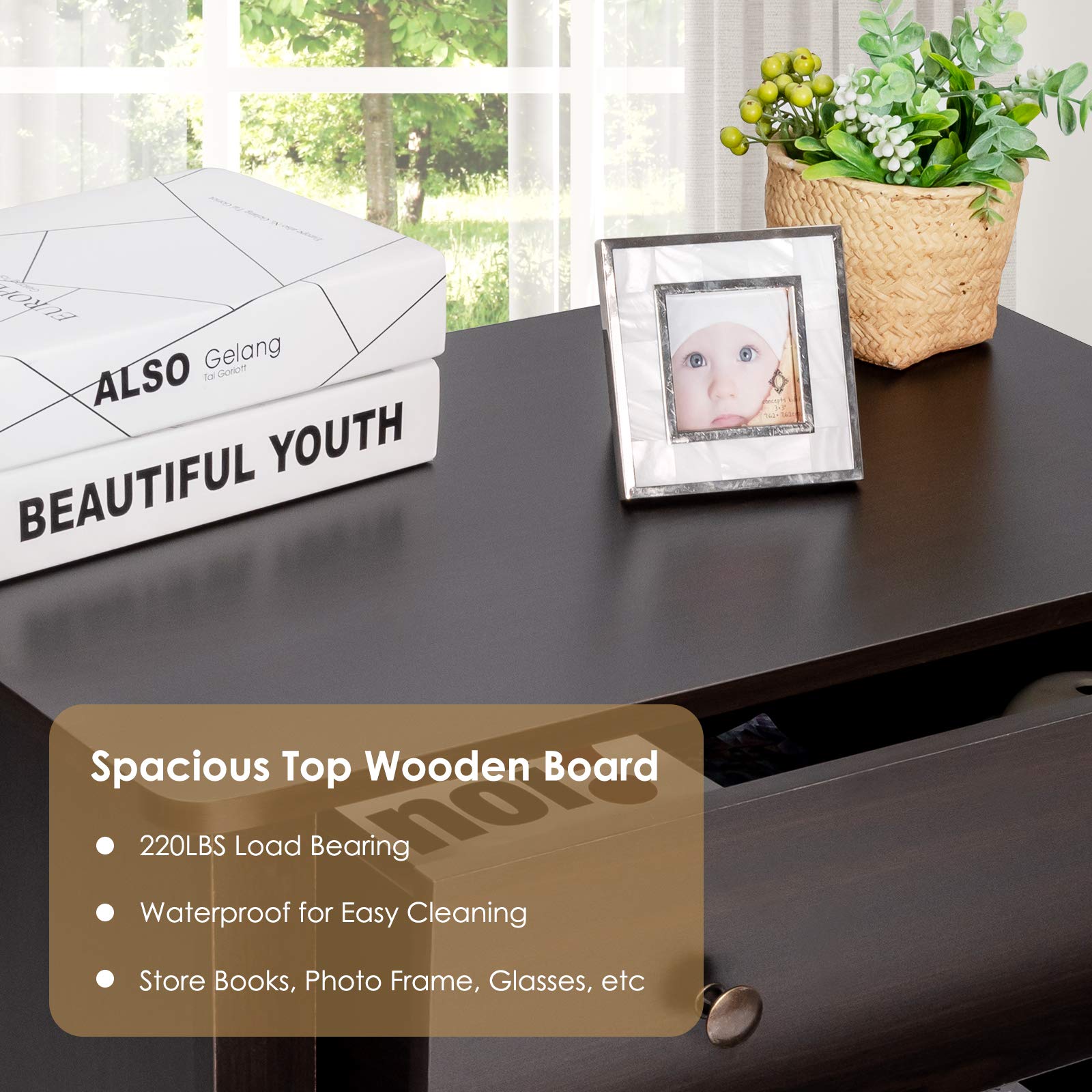 Giantex Modern Simple Dresser 3-Drawers Chest with Solid Curved Legs