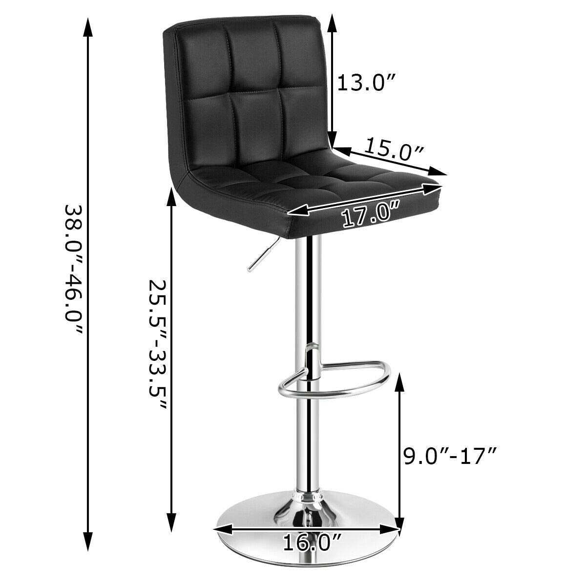 Giantex Bar Stool, Modern Swivel Adjustable Armless Barstools, Square Counter Height PU Leather Bar Stools