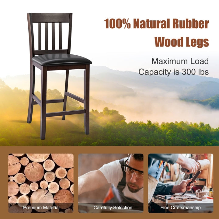 Giantex 25” Counter Height Pub Chairs with Rubber Wood Legs, Armless Bar Chairs with Elastic Cushion & PU Cover for Kitchen