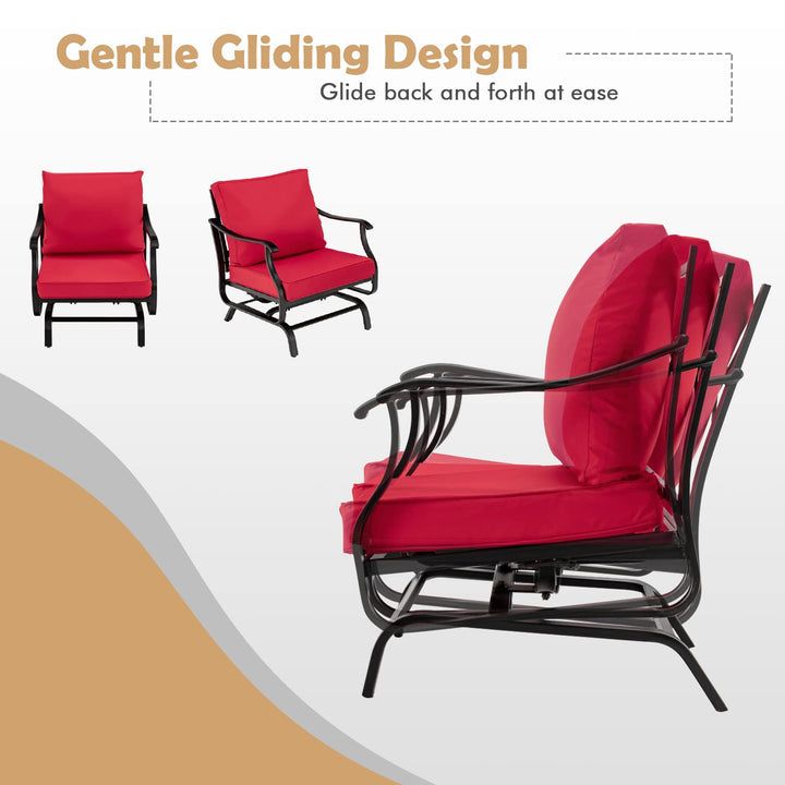 Giantex Bistro Set 3 Piece Outdoor Glider Set Rocking Chairs with Coffee Table (Red)
