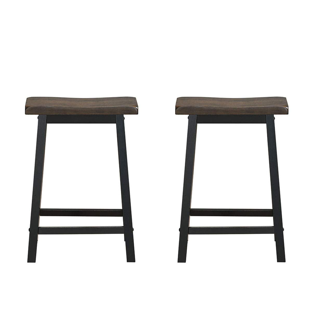 Giantex Set of 2 Saddle Seat Stools, Wood Vintage Counter Height Chairs