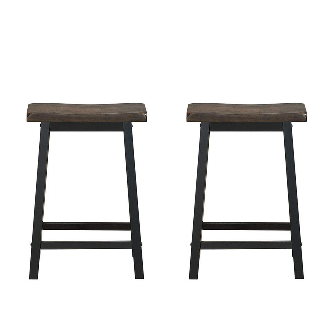 Giantex Set of 2 Saddle Seat Stools, Wood Vintage Counter Height Chairs