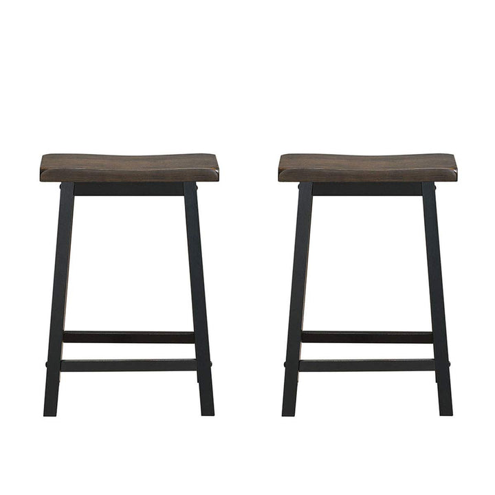 Giantex Set of 2 Saddle Seat Stools, Wood Vintage Counter Height Chairs