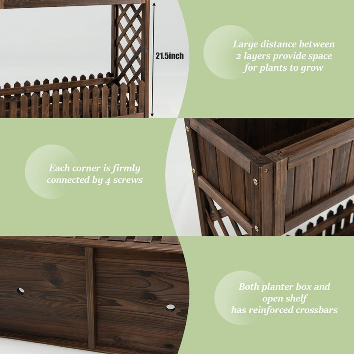 Giantex Planter Raised Bed, Elevated Potted Plant Rack(Brown)