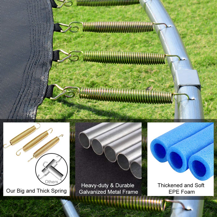 ASTM Approved 8 10 12 14 15 16Ft Trampoline for Adults Kids